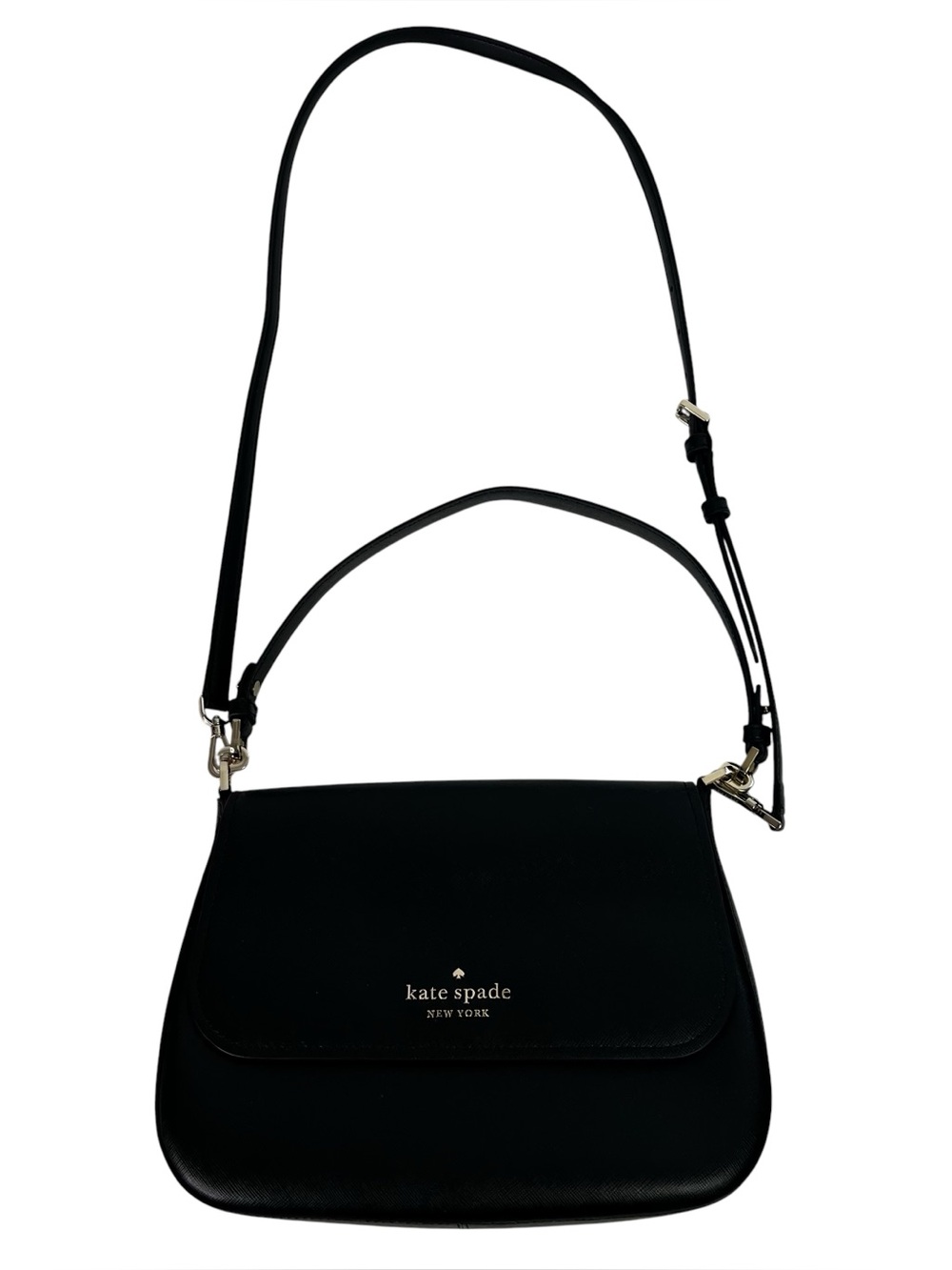 kate spade New York Shoulder Bag Crossbody Purse Black Saffiano Leather Gold